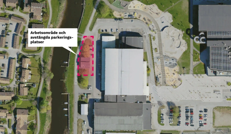 Kartbild över platsen där arbetet äger rum