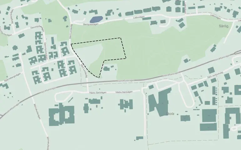 Planområde för bostäder i Bukärr