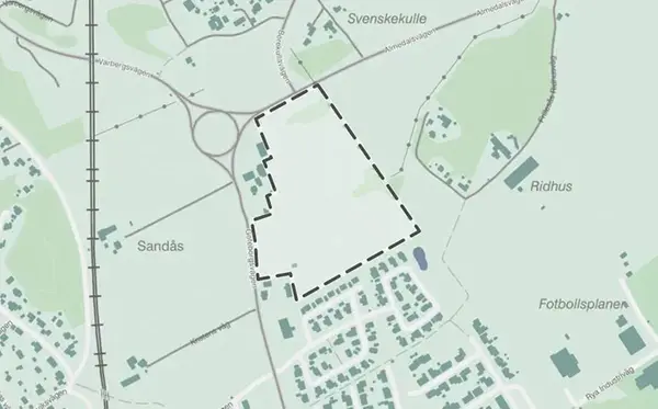 Planområde för bostäder i Rågelund